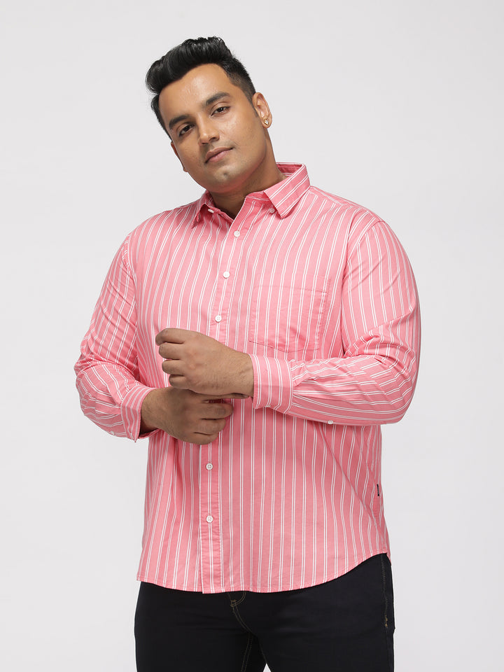PLUS SIZE SMART CASUAL GIZA COTTON STRIPE SHIRT FOR MEN | XL-7XL