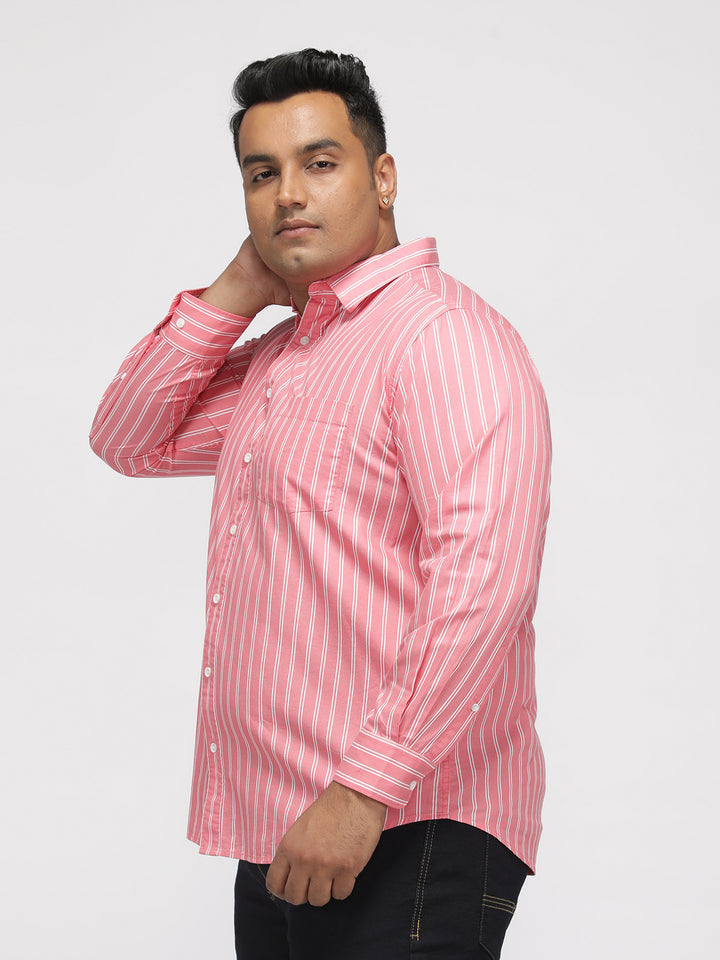 PLUS SIZE SMART CASUAL GIZA COTTON STRIPE SHIRT FOR MEN | XL-7XL