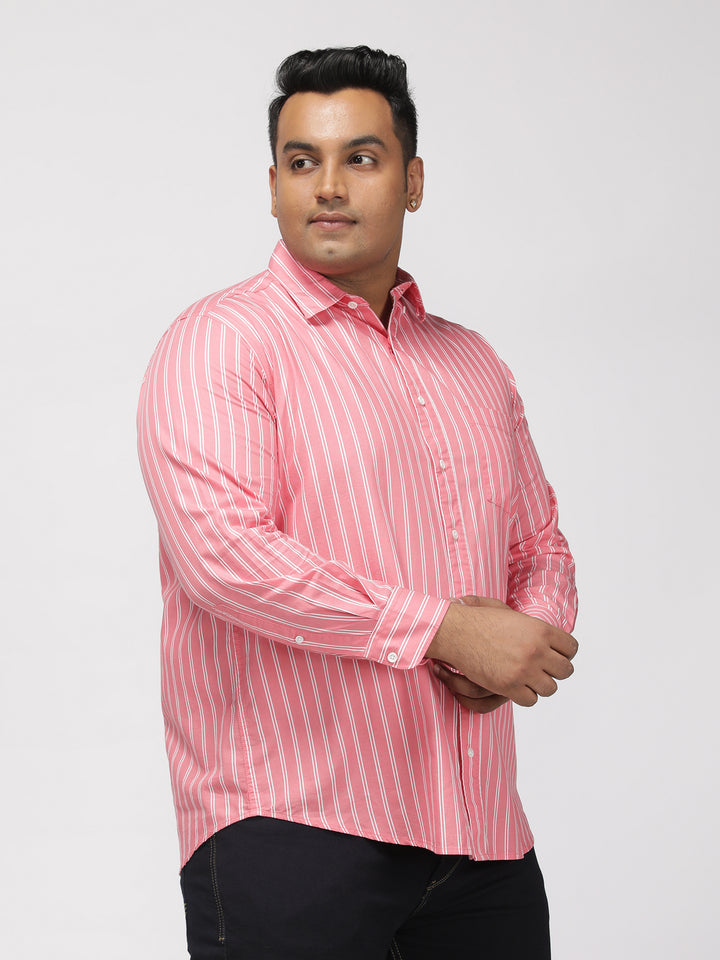 PLUS SIZE SMART CASUAL GIZA COTTON STRIPE SHIRT FOR MEN | XL-7XL