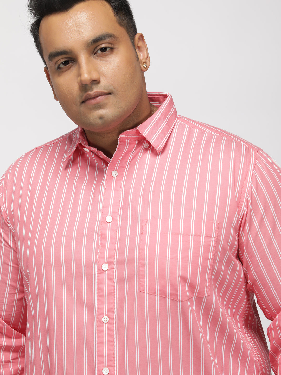 PLUS SIZE SMART CASUAL GIZA COTTON STRIPE SHIRT FOR MEN | XL-7XL