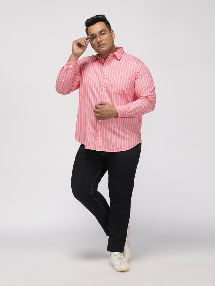 PLUS SIZE SMART CASUAL GIZA COTTON STRIPE SHIRT FOR MEN | XL-7XL