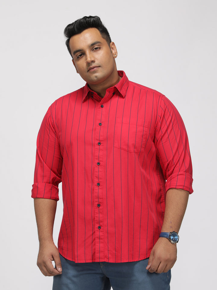 PLUS SIZE SMART CASUAL GIZA COTTON STRIPE SHIRT FOR MEN | XL-7XL