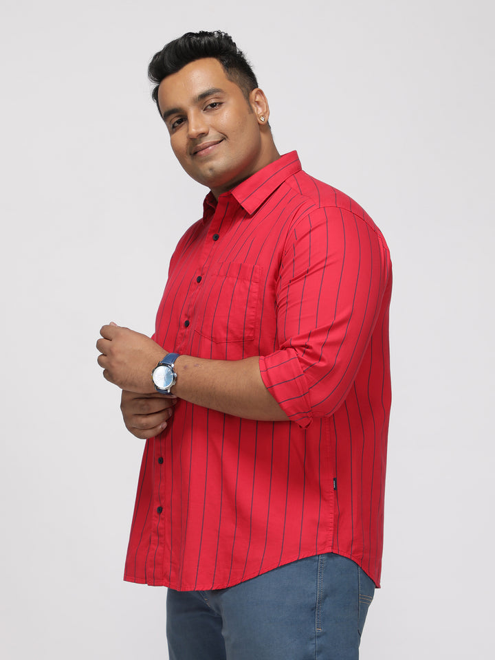 PLUS SIZE SMART CASUAL GIZA COTTON STRIPE SHIRT FOR MEN | XL-7XL