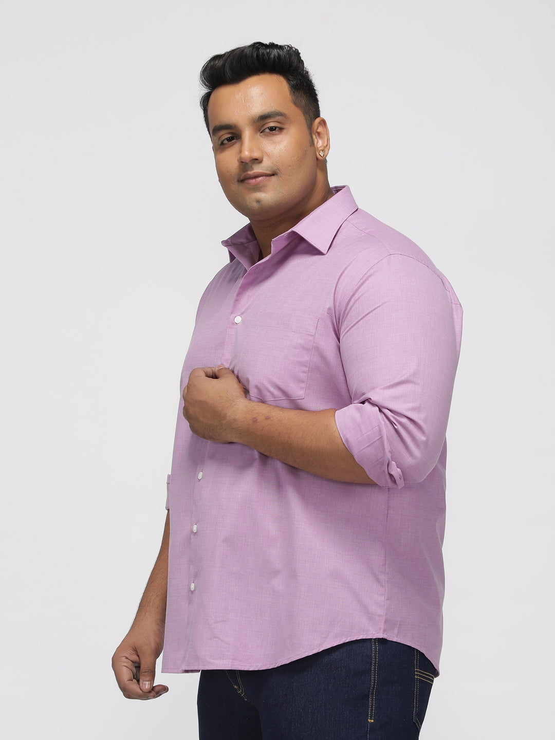 PLUS SIZE SOLID STRUCTURE EASY PRESS SMART CASUAL SHIRT FOR MEN | XL-7XL