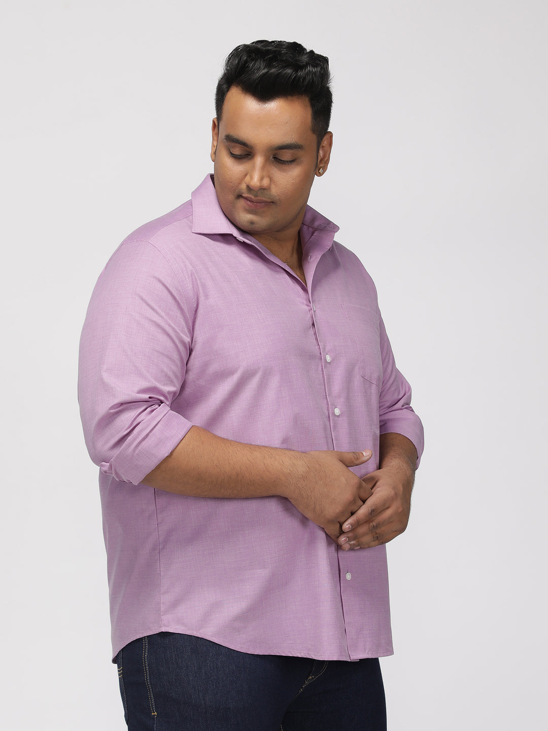 PLUS SIZE SOLID STRUCTURE EASY PRESS SMART CASUAL SHIRT FOR MEN | XL-7XL