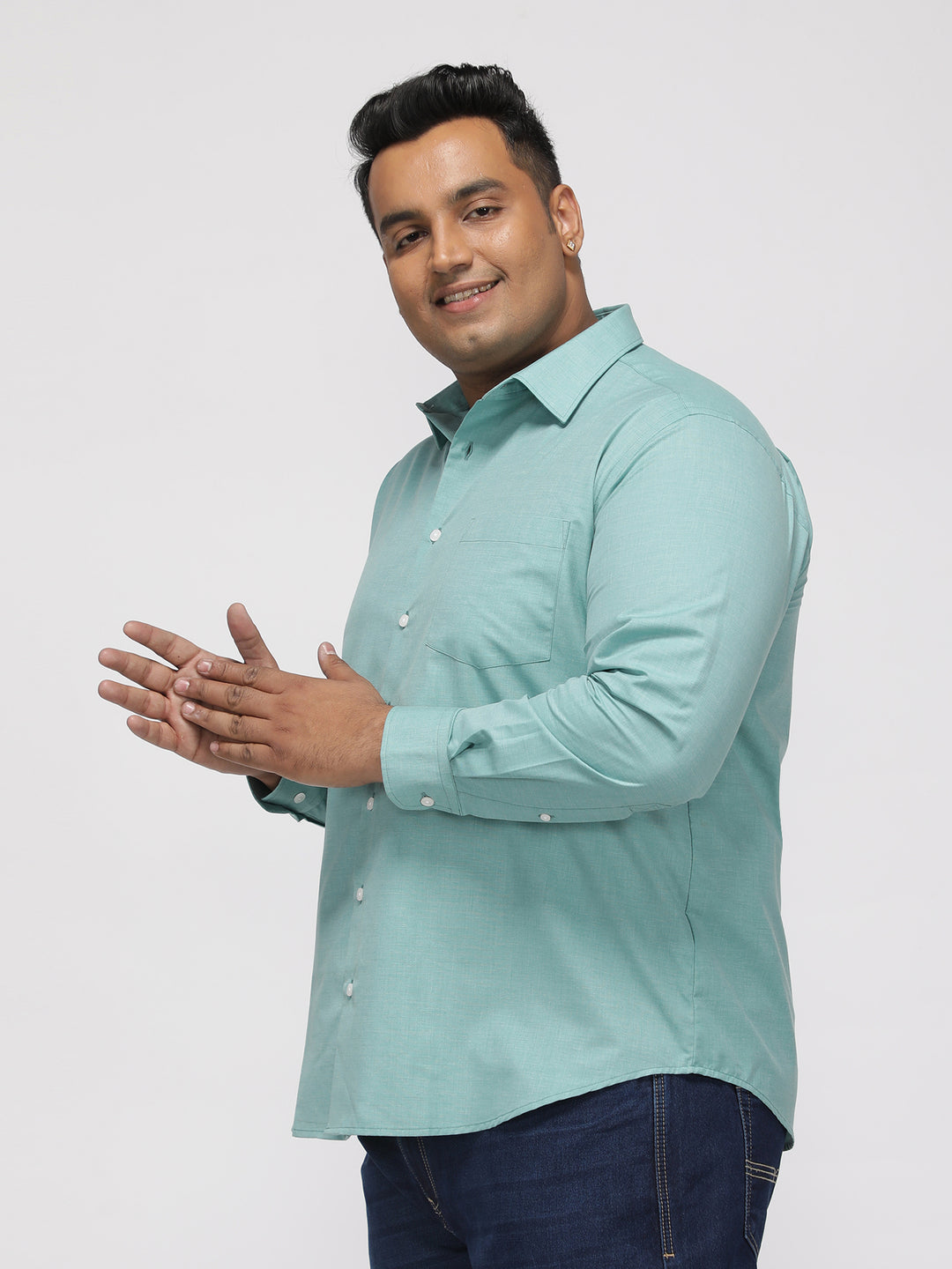 PLUS SIZE SOLID STRUCTURE EASY PRESS SMART CASUAL SHIRT FOR MEN | XL-7XL