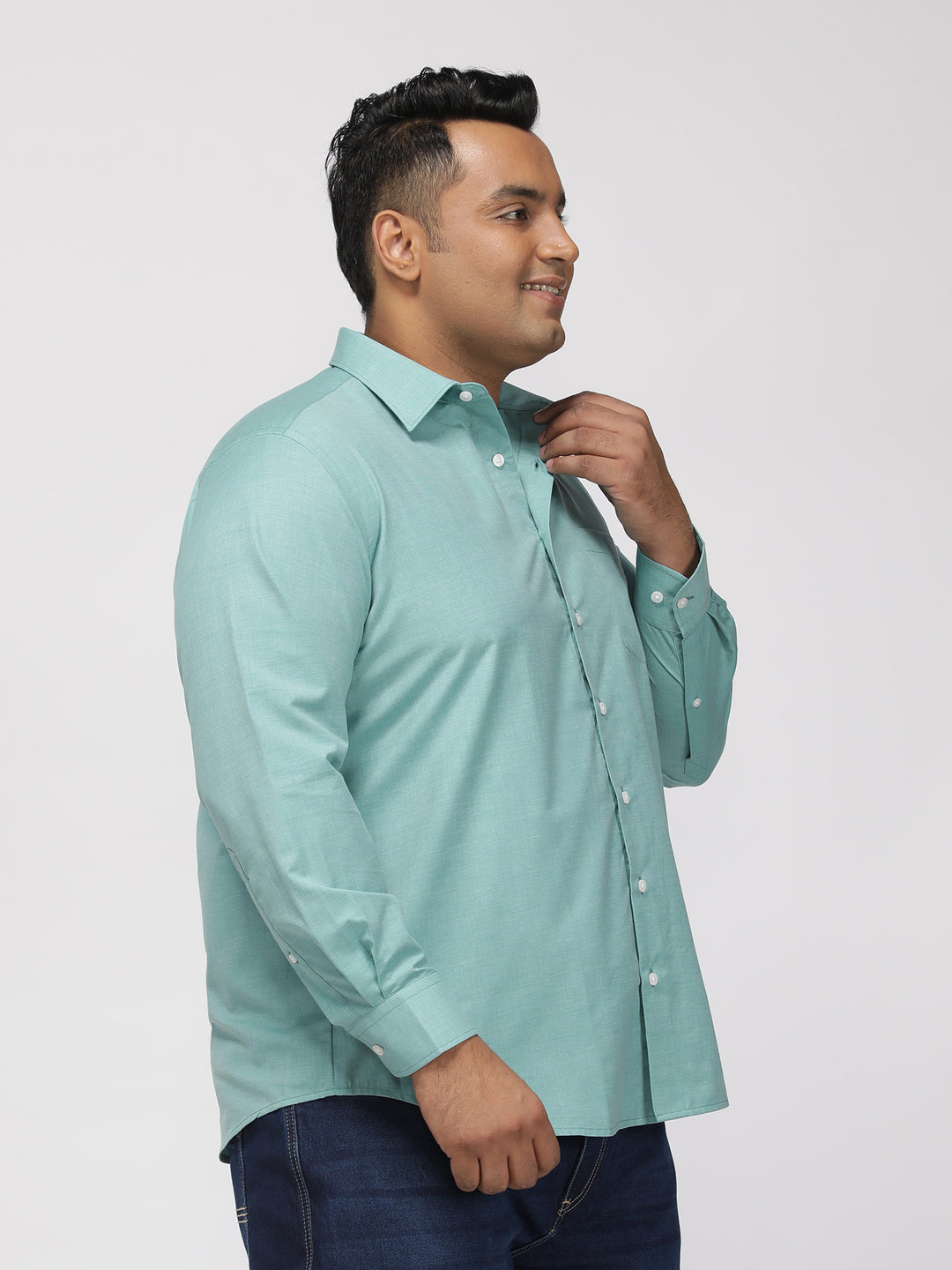 PLUS SIZE SOLID STRUCTURE EASY PRESS SMART CASUAL SHIRT FOR MEN | XL-7XL