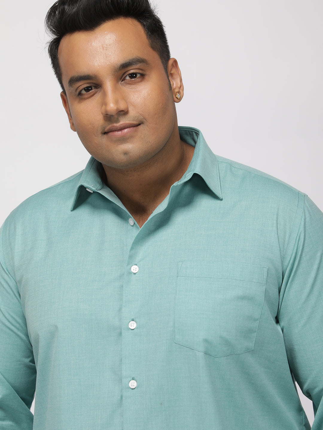 PLUS SIZE SOLID STRUCTURE EASY PRESS SMART CASUAL SHIRT FOR MEN | XL-7XL