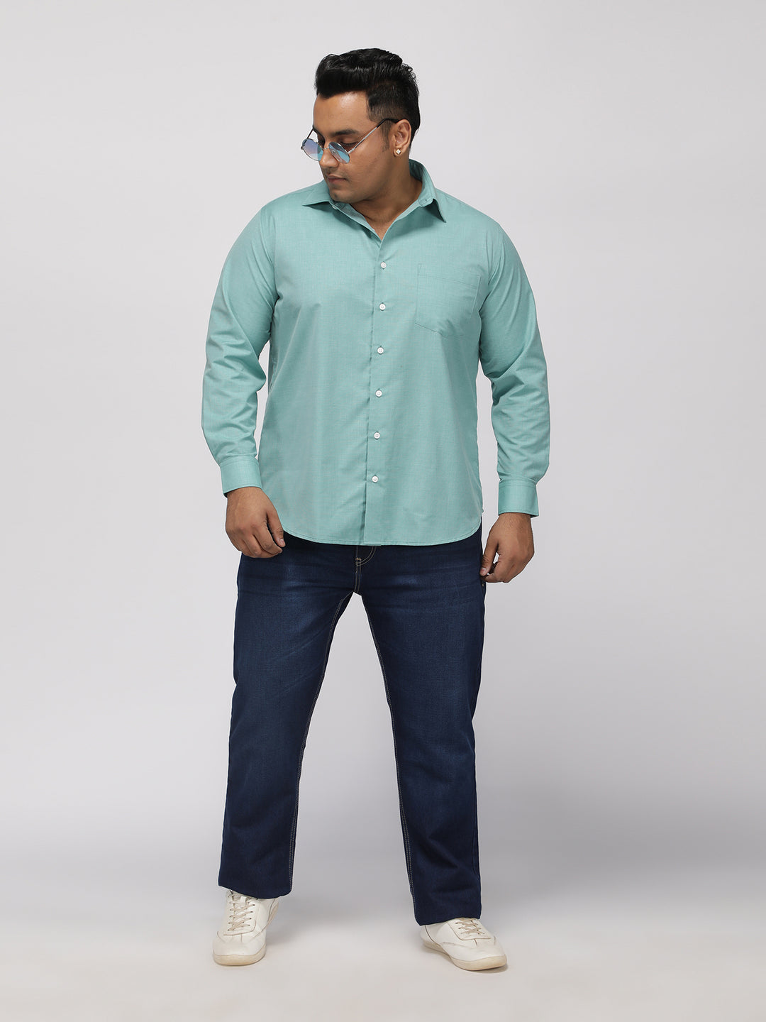 PLUS SIZE SOLID STRUCTURE EASY PRESS SMART CASUAL SHIRT FOR MEN | XL-7XL
