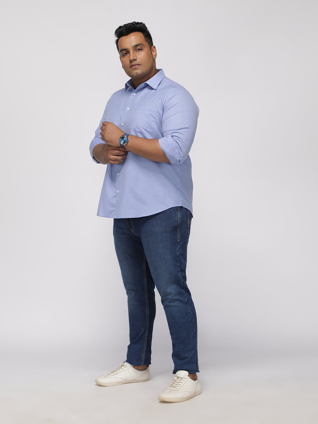 PLUS SIZE SOLID STRUCTURE EASY PRESS SMART CASUAL SHIRT FOR MEN | XL-7XL