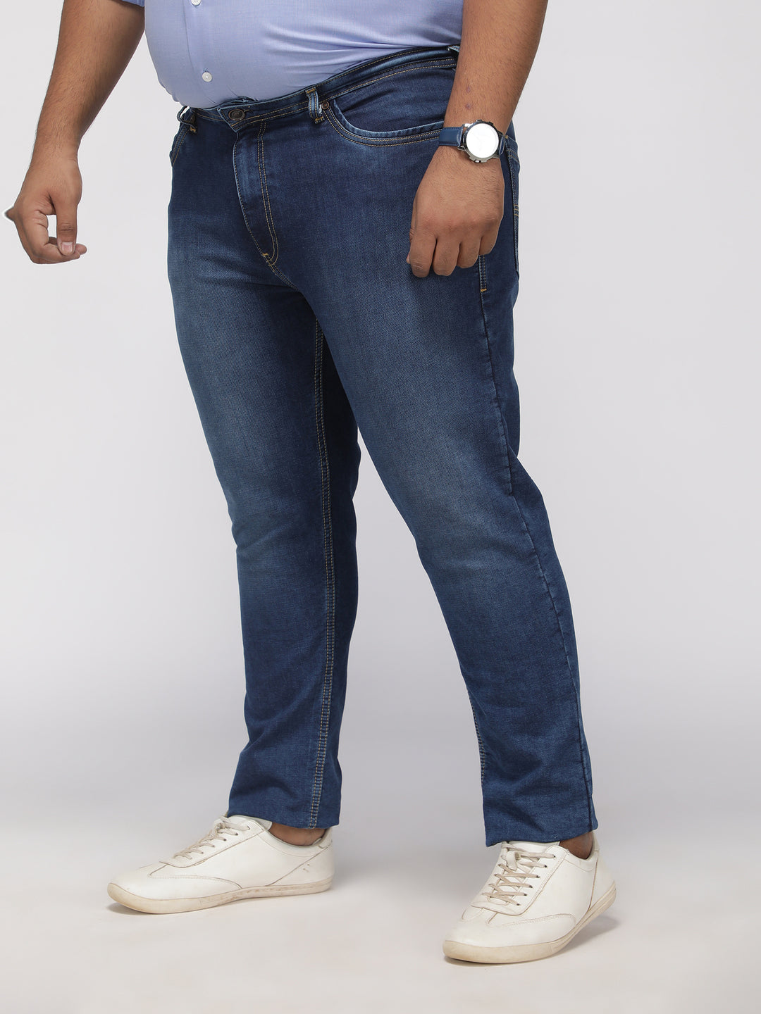 PLUS SIZE KEVIN FIT DEEP INDIGO WASH STRETCH JEANS FOR MEN | XL-7XL