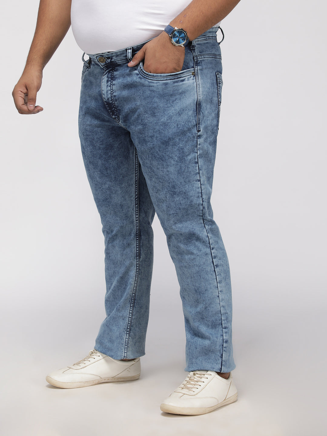 PLUS SIZE MEN’S STRETCHABLE ZACH FIT JEANS – FROSTED ACID WASH | XL-7XL