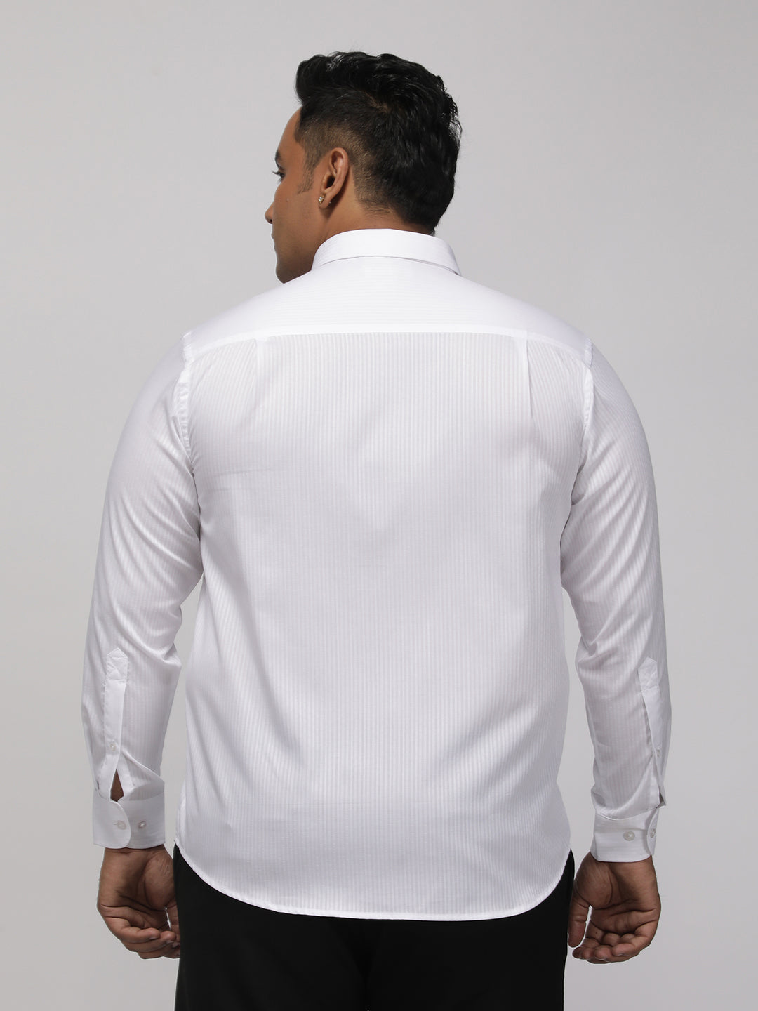 PLUS SIZE HALLMARK DURALAST WHITE SELFSTRIPE SHIRT FOR MEN | XL-7XL