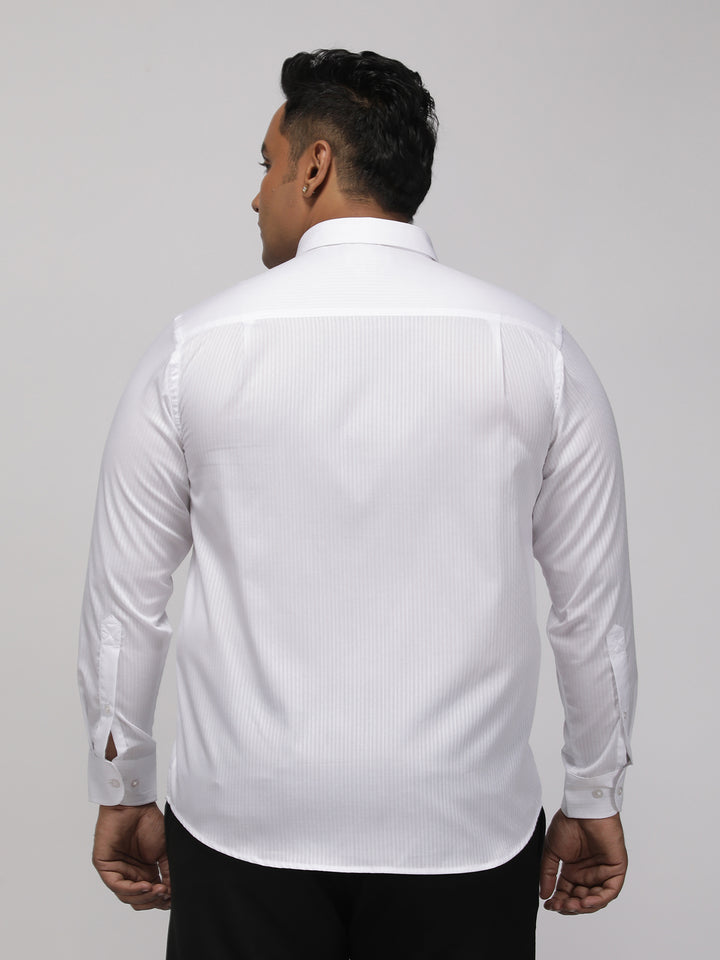 PLUS SIZE HALLMARK DURALAST WHITE SELFSTRIPE SHIRT FOR MEN | XL-7XL