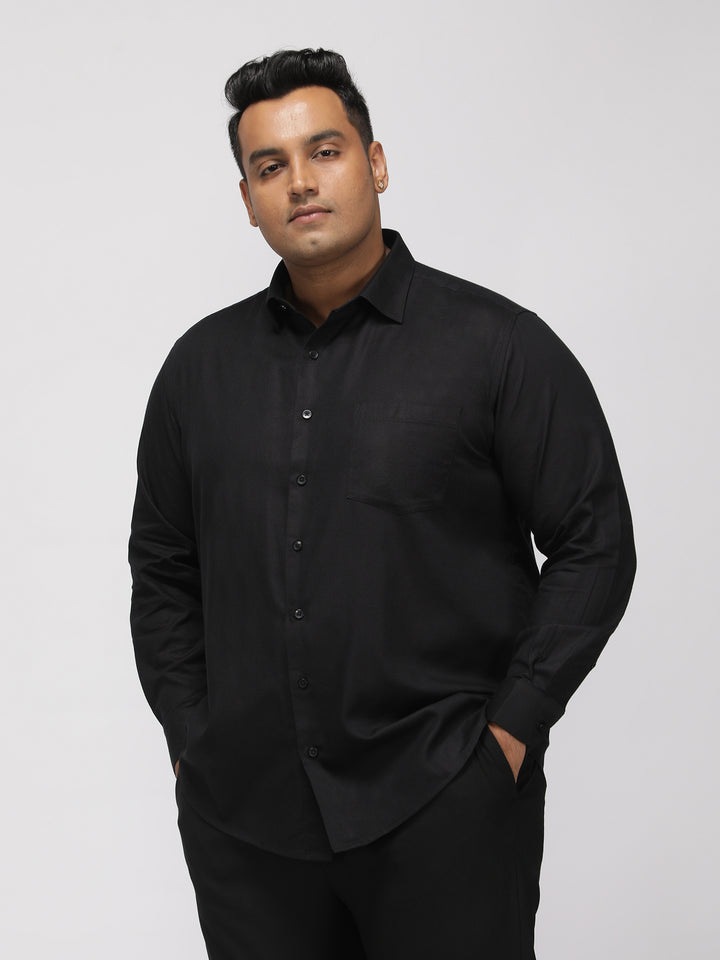 PLUS SIZE FESTIVE TENCEL COTTON STRUCTURE SOLID EVENING SHIRT FOR MEN | XL-7XL