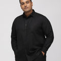 PLUS SIZE FESTIVE TENCEL COTTON STRUCTURE SOLID EVENING SHIRT FOR MEN | XL-7XL