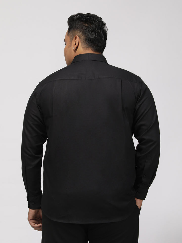 PLUS SIZE FESTIVE TENCEL COTTON STRUCTURE SOLID EVENING SHIRT FOR MEN | XL-7XL