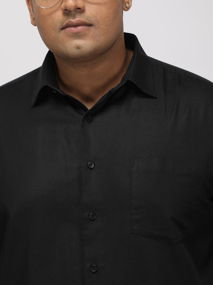 PLUS SIZE FESTIVE TENCEL COTTON STRUCTURE SOLID EVENING SHIRT FOR MEN | XL-7XL