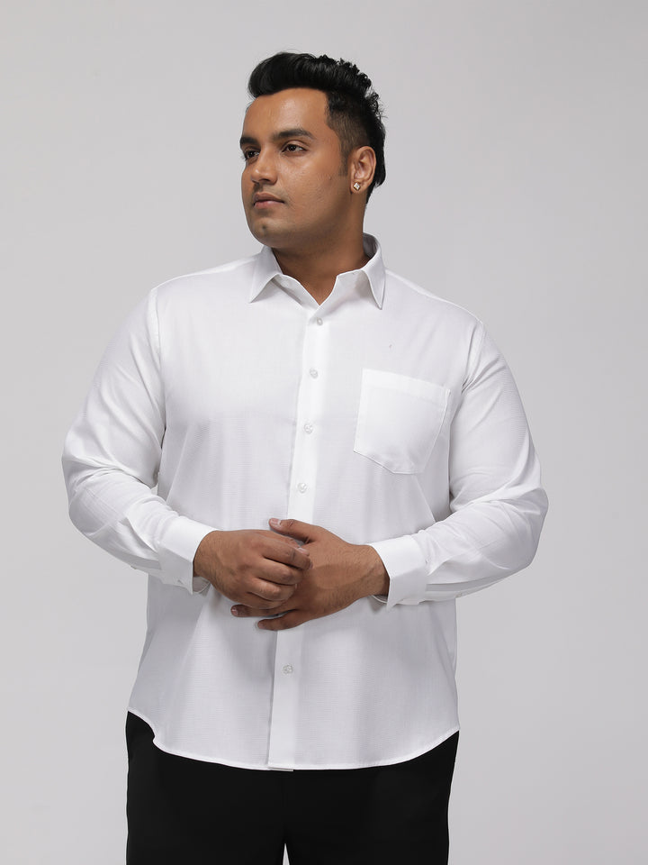 PLUS SIZE HALLMARK DURALAST WHITE STRUCTURE STRETCH SHIRT FOR MEN | XL-7XL