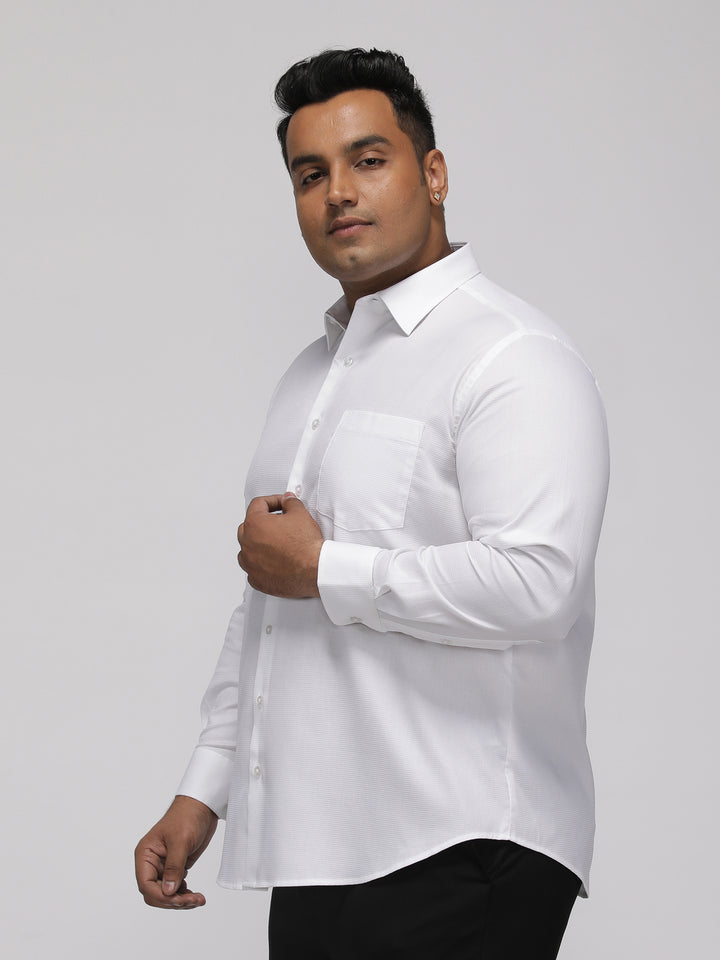 PLUS SIZE HALLMARK DURALAST WHITE STRUCTURE STRETCH SHIRT FOR MEN | XL-7XL
