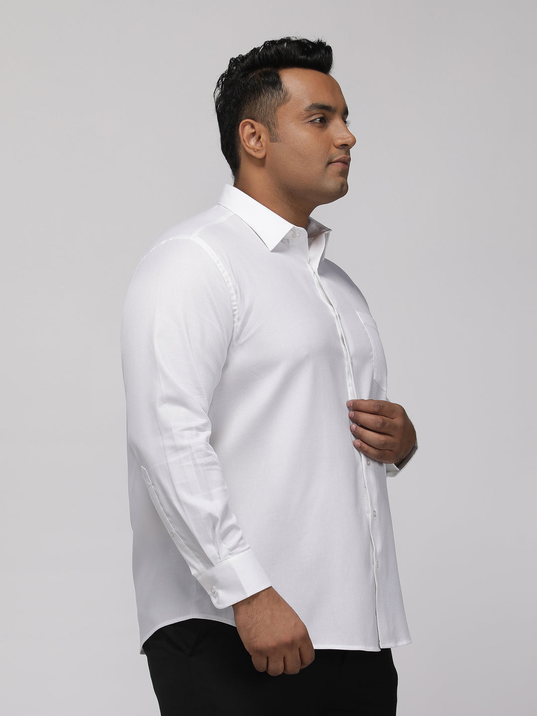 PLUS SIZE HALLMARK DURALAST WHITE STRUCTURE STRETCH SHIRT FOR MEN | XL-7XL