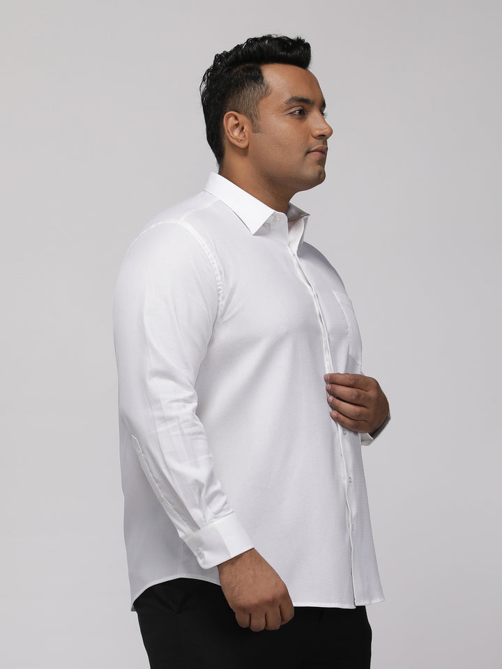 PLUS SIZE HALLMARK DURALAST WHITE STRUCTURE STRETCH SHIRT FOR MEN | XL-7XL