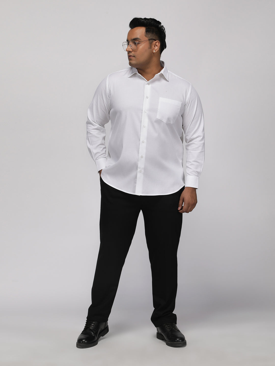 PLUS SIZE HALLMARK DURALAST WHITE STRUCTURE STRETCH SHIRT FOR MEN | XL-7XL