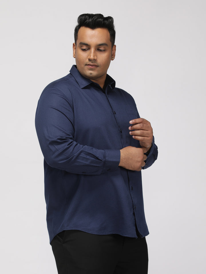 PLUS SIZE FESTIVE TENCEL COTTON STRUCTURE SOLID EVENING SHIRT FOR MEN | XL-7XL