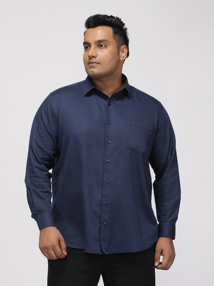 PLUS SIZE FESTIVE TENCEL COTTON STRUCTURE SOLID EVENING SHIRT FOR MEN | XL-7XL