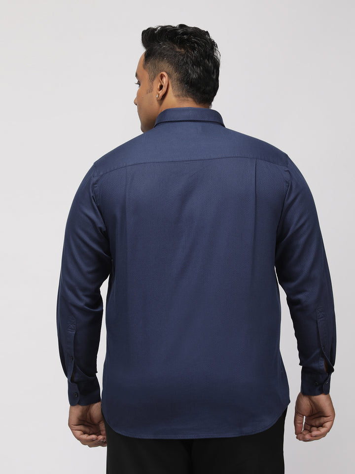 PLUS SIZE FESTIVE TENCEL COTTON STRUCTURE SOLID EVENING SHIRT FOR MEN | XL-7XL