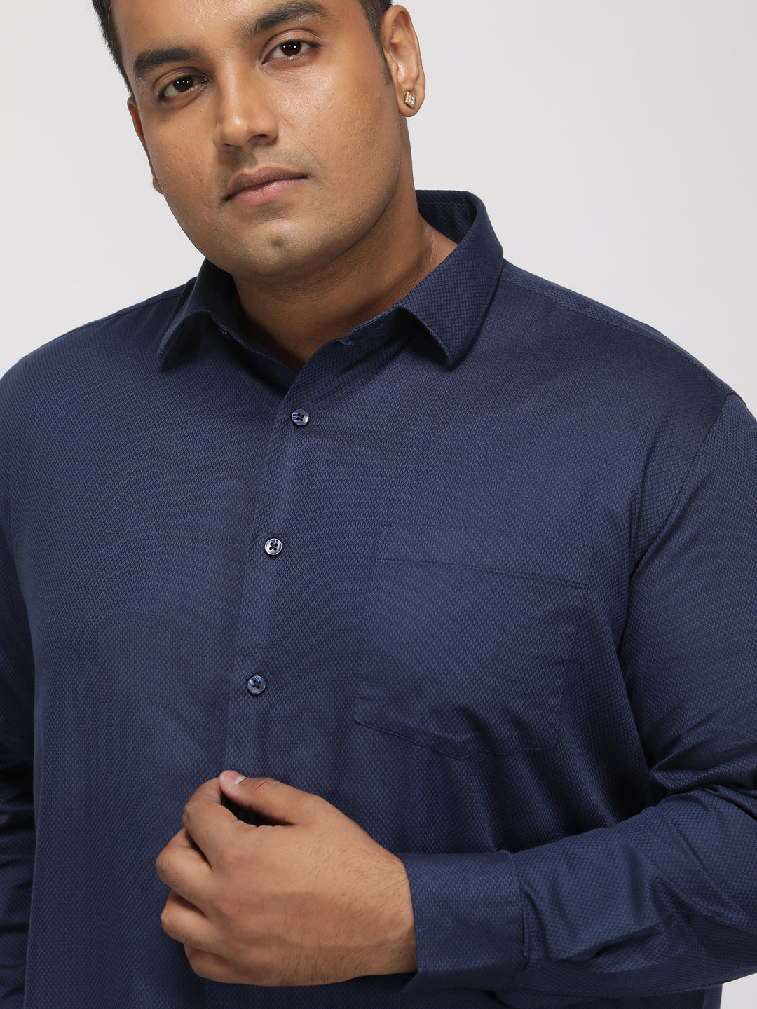 PLUS SIZE FESTIVE TENCEL COTTON STRUCTURE SOLID EVENING SHIRT FOR MEN | XL-7XL