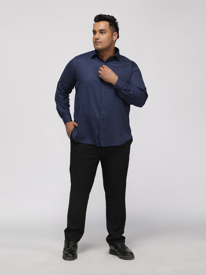 PLUS SIZE FESTIVE TENCEL COTTON STRUCTURE SOLID EVENING SHIRT FOR MEN | XL-7XL