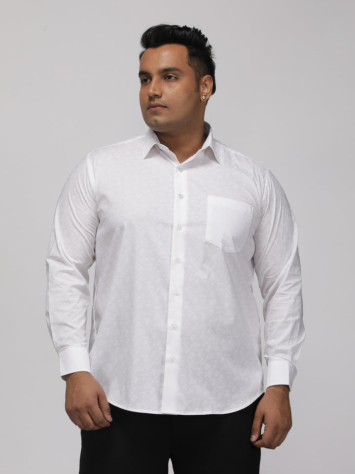 PLUS SIZE HALLMARK EASYCARE PRINTED STRETCH WHITE  SHIRT FOR MEN | XL-7XL