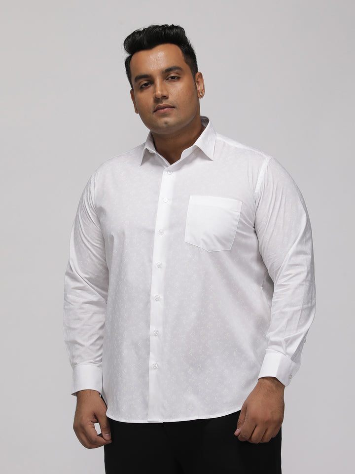 PLUS SIZE HALLMARK EASYCARE PRINTED STRETCH WHITE  SHIRT FOR MEN | XL-7XL