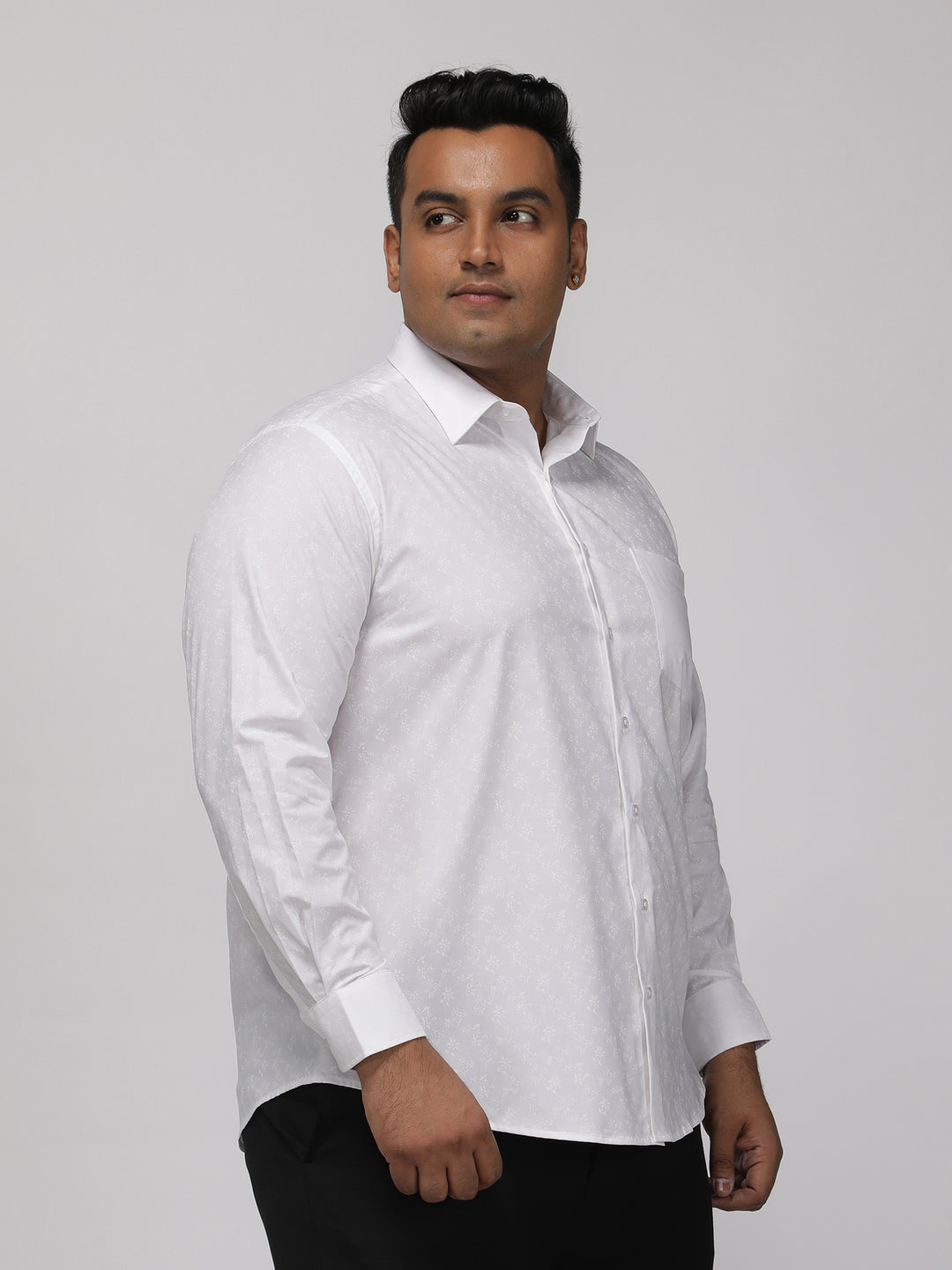 PLUS SIZE HALLMARK EASYCARE PRINTED STRETCH WHITE  SHIRT FOR MEN | XL-7XL