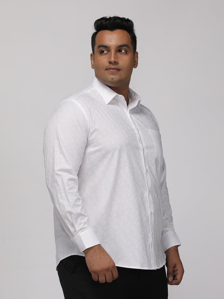 PLUS SIZE HALLMARK EASYCARE PRINTED STRETCH WHITE  SHIRT FOR MEN | XL-7XL
