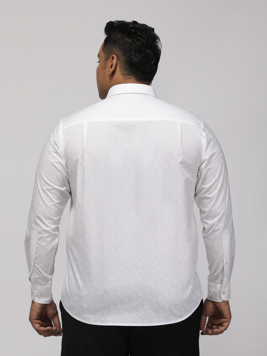PLUS SIZE HALLMARK EASYCARE PRINTED STRETCH WHITE  SHIRT FOR MEN | XL-7XL
