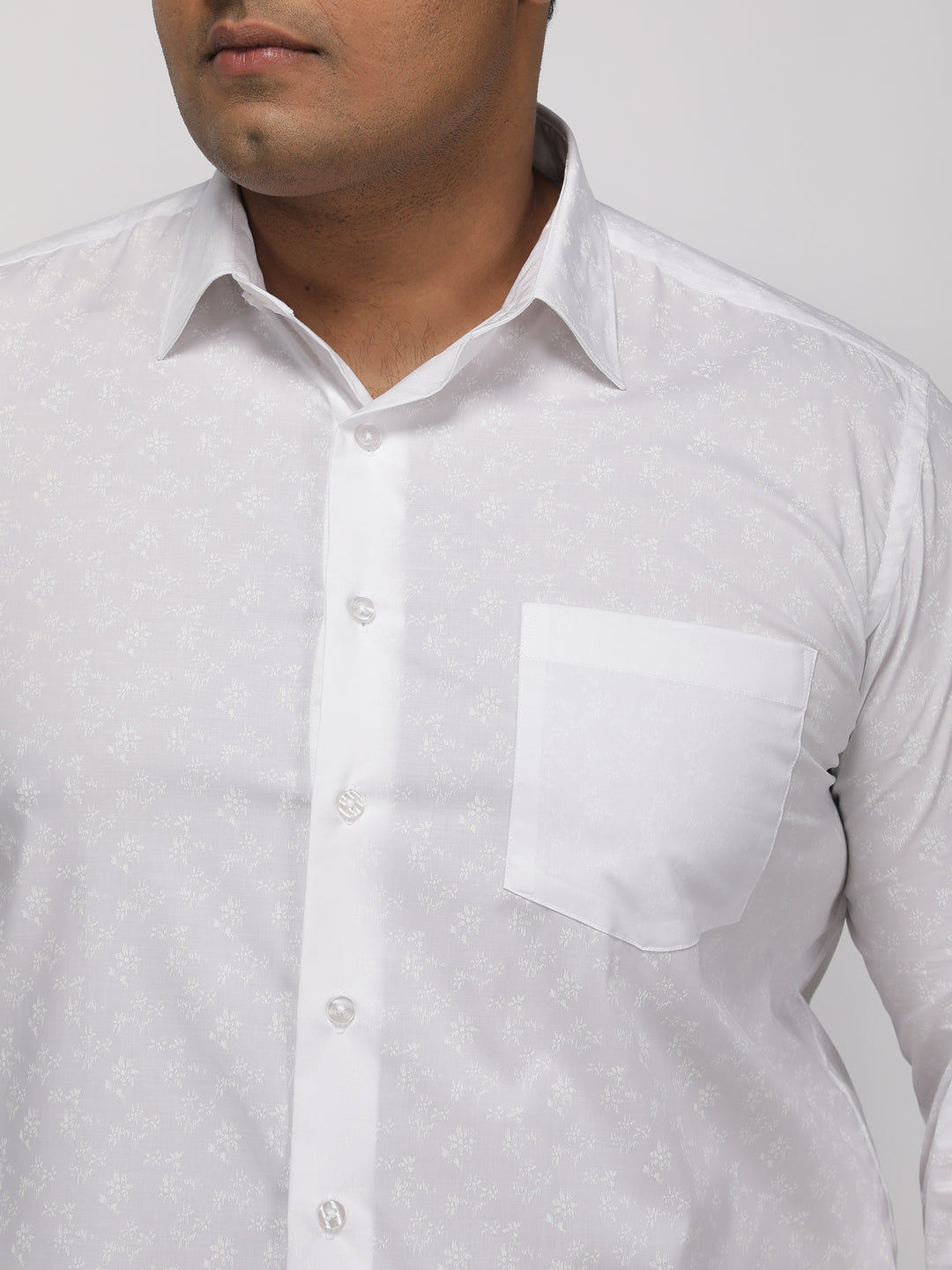 PLUS SIZE HALLMARK EASYCARE PRINTED STRETCH WHITE  SHIRT FOR MEN | XL-7XL