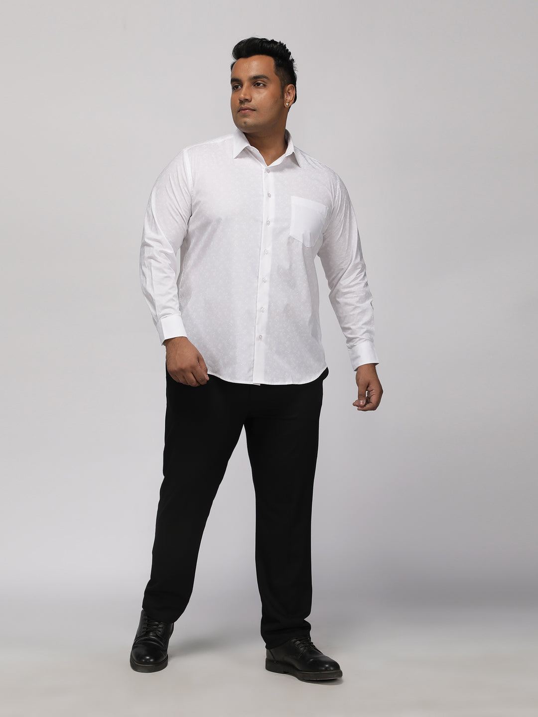 PLUS SIZE HALLMARK EASYCARE PRINTED STRETCH WHITE  SHIRT FOR MEN | XL-7XL