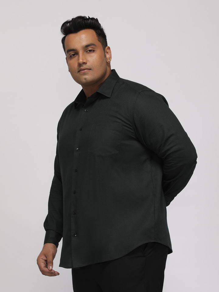 PLUS SIZE FESTIVE TENCEL COTTON STRUCTURE SOLID EVENING SHIRT FOR MEN | XL-7XL