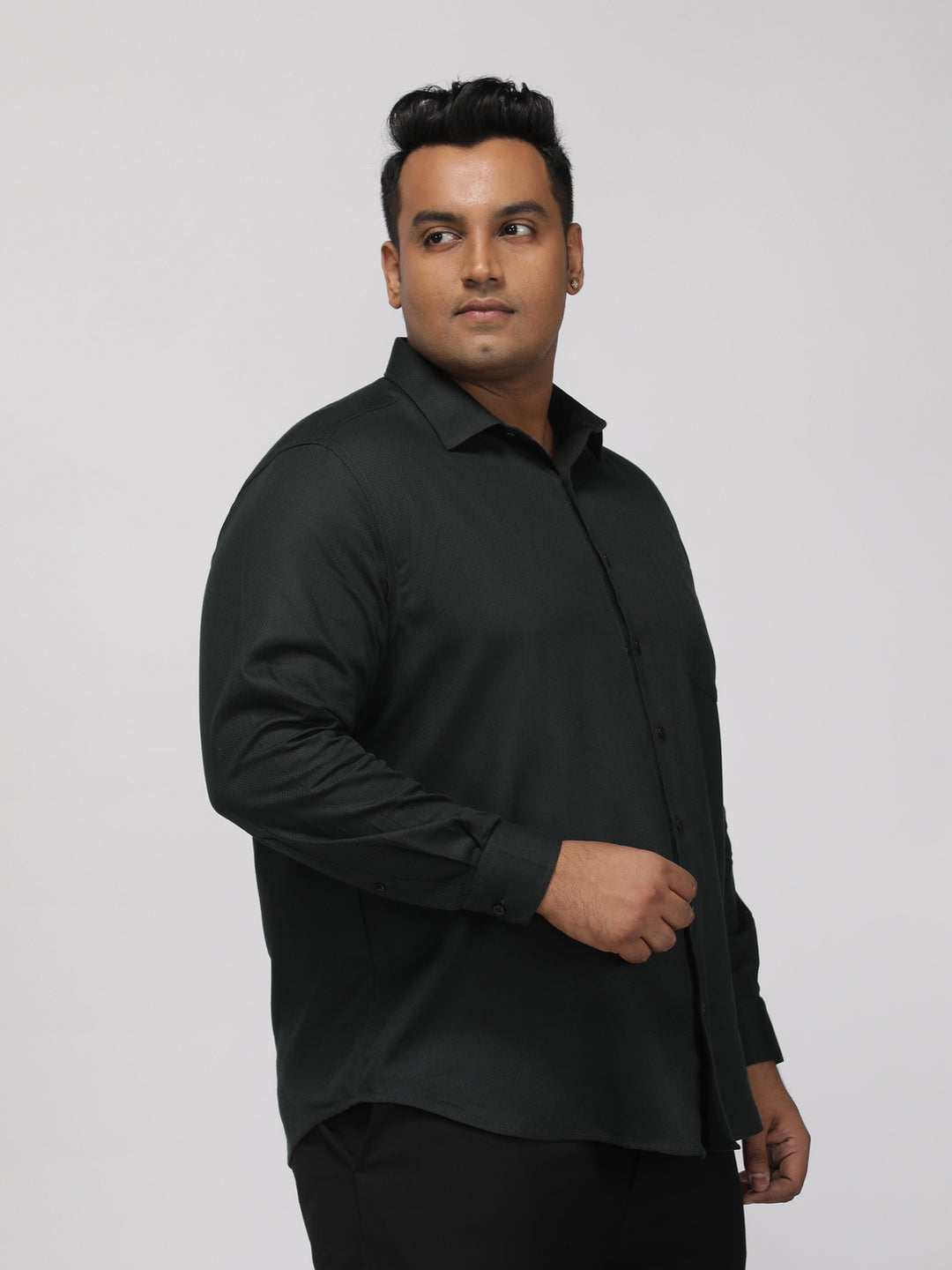 PLUS SIZE FESTIVE TENCEL COTTON STRUCTURE SOLID EVENING SHIRT FOR MEN | XL-7XL