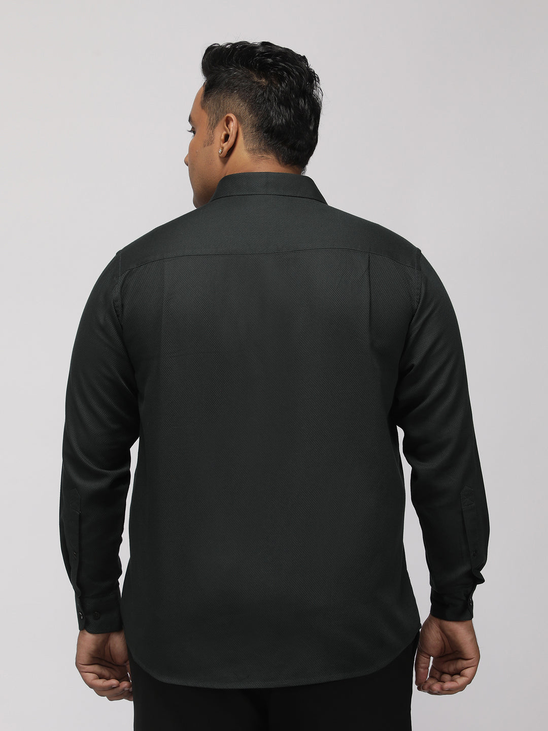 PLUS SIZE FESTIVE TENCEL COTTON STRUCTURE SOLID EVENING SHIRT FOR MEN | XL-7XL