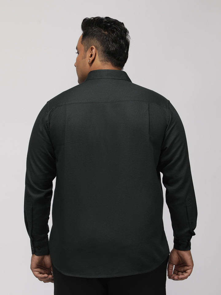 PLUS SIZE FESTIVE TENCEL COTTON STRUCTURE SOLID EVENING SHIRT FOR MEN | XL-7XL