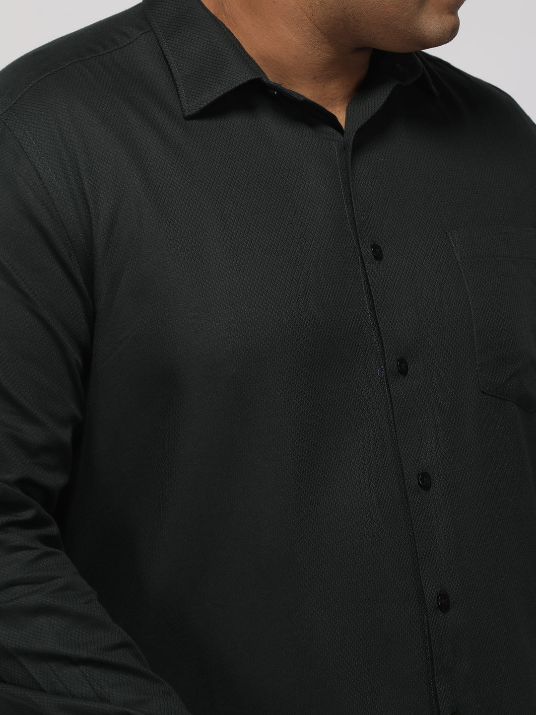 PLUS SIZE FESTIVE TENCEL COTTON STRUCTURE SOLID EVENING SHIRT FOR MEN | XL-7XL