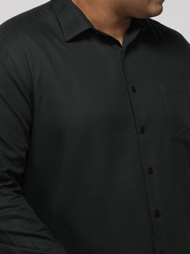 PLUS SIZE FESTIVE TENCEL COTTON STRUCTURE SOLID EVENING SHIRT FOR MEN | XL-7XL