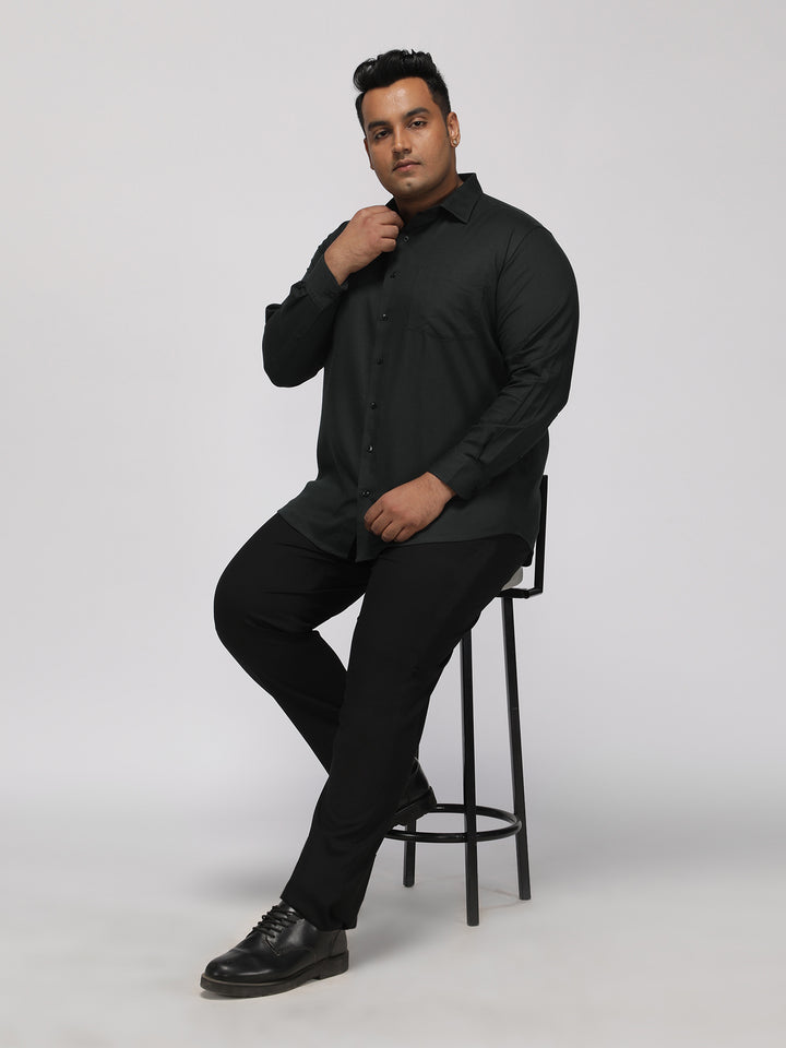 PLUS SIZE FESTIVE TENCEL COTTON STRUCTURE SOLID EVENING SHIRT FOR MEN | XL-7XL