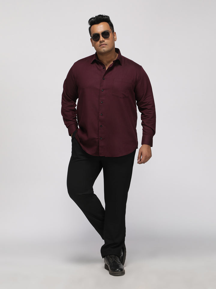 PLUS SIZE FESTIVE TENCEL COTTON STRUCTURE SOLID EVENING SHIRT FOR MEN | XL-7XL