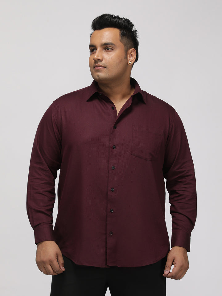 PLUS SIZE FESTIVE TENCEL COTTON STRUCTURE SOLID EVENING SHIRT FOR MEN | XL-7XL