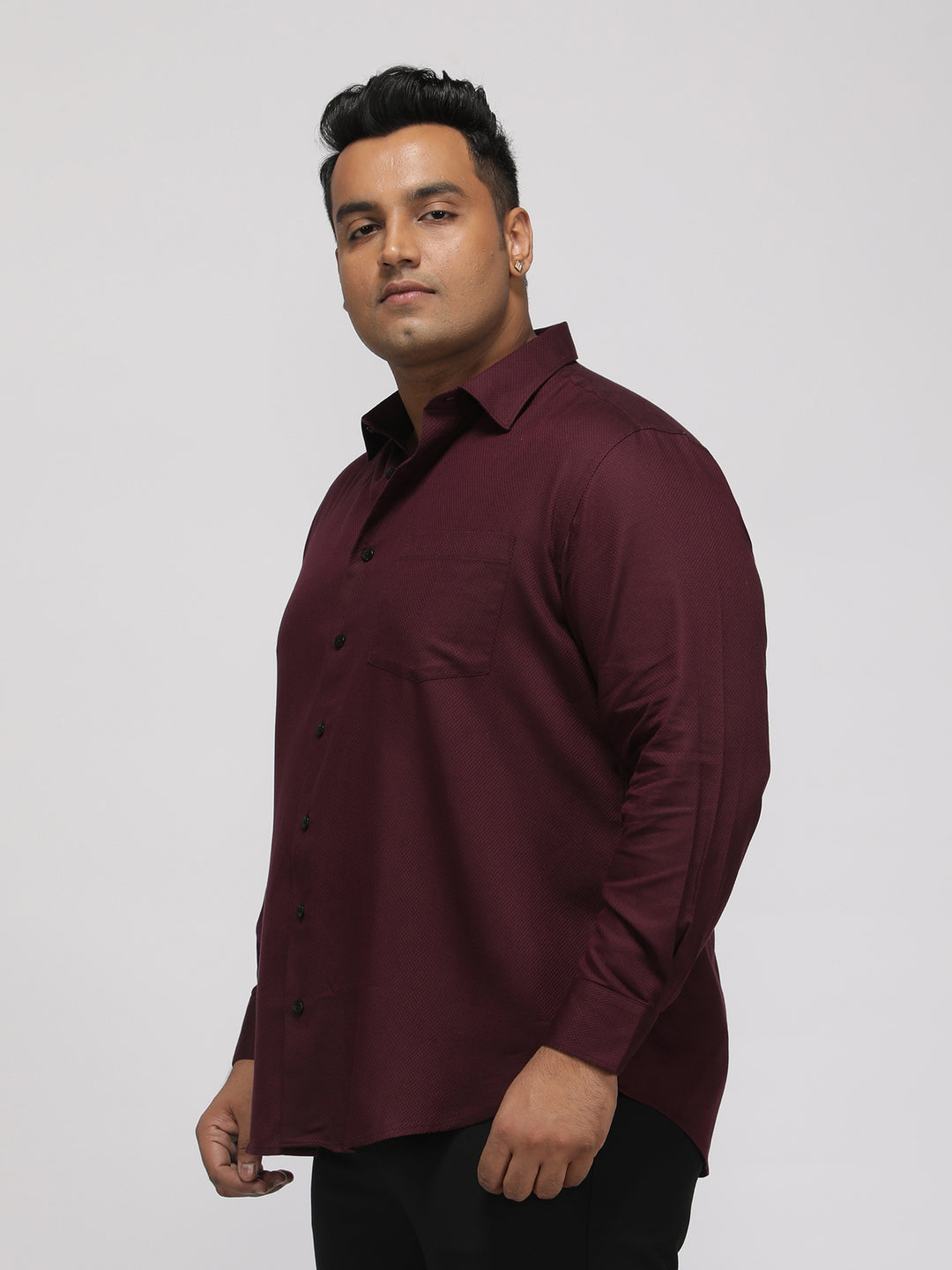 PLUS SIZE FESTIVE TENCEL COTTON STRUCTURE SOLID EVENING SHIRT FOR MEN | XL-7XL