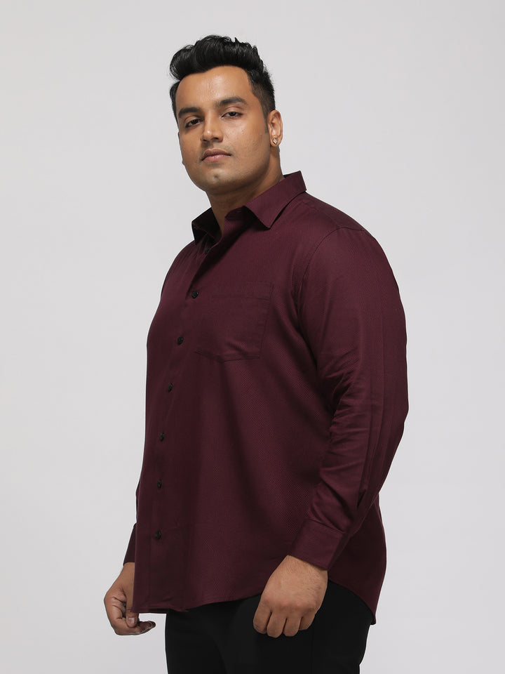 PLUS SIZE FESTIVE TENCEL COTTON STRUCTURE SOLID EVENING SHIRT FOR MEN | XL-7XL